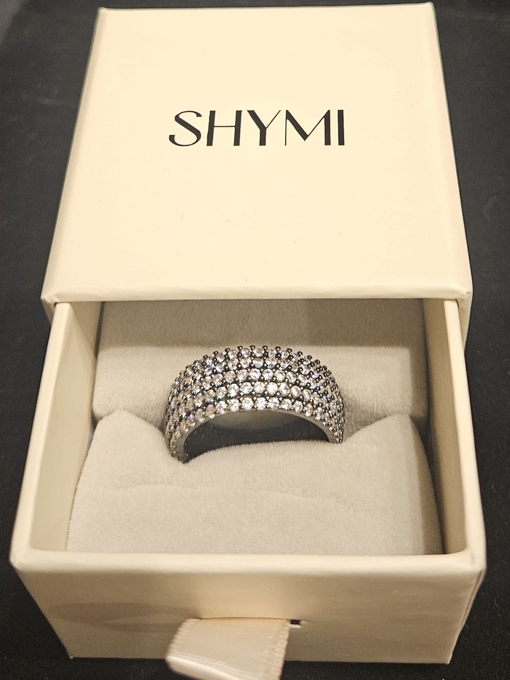 YMI Silver-Tone Pavé Multi-Row Statement Ring in Silver